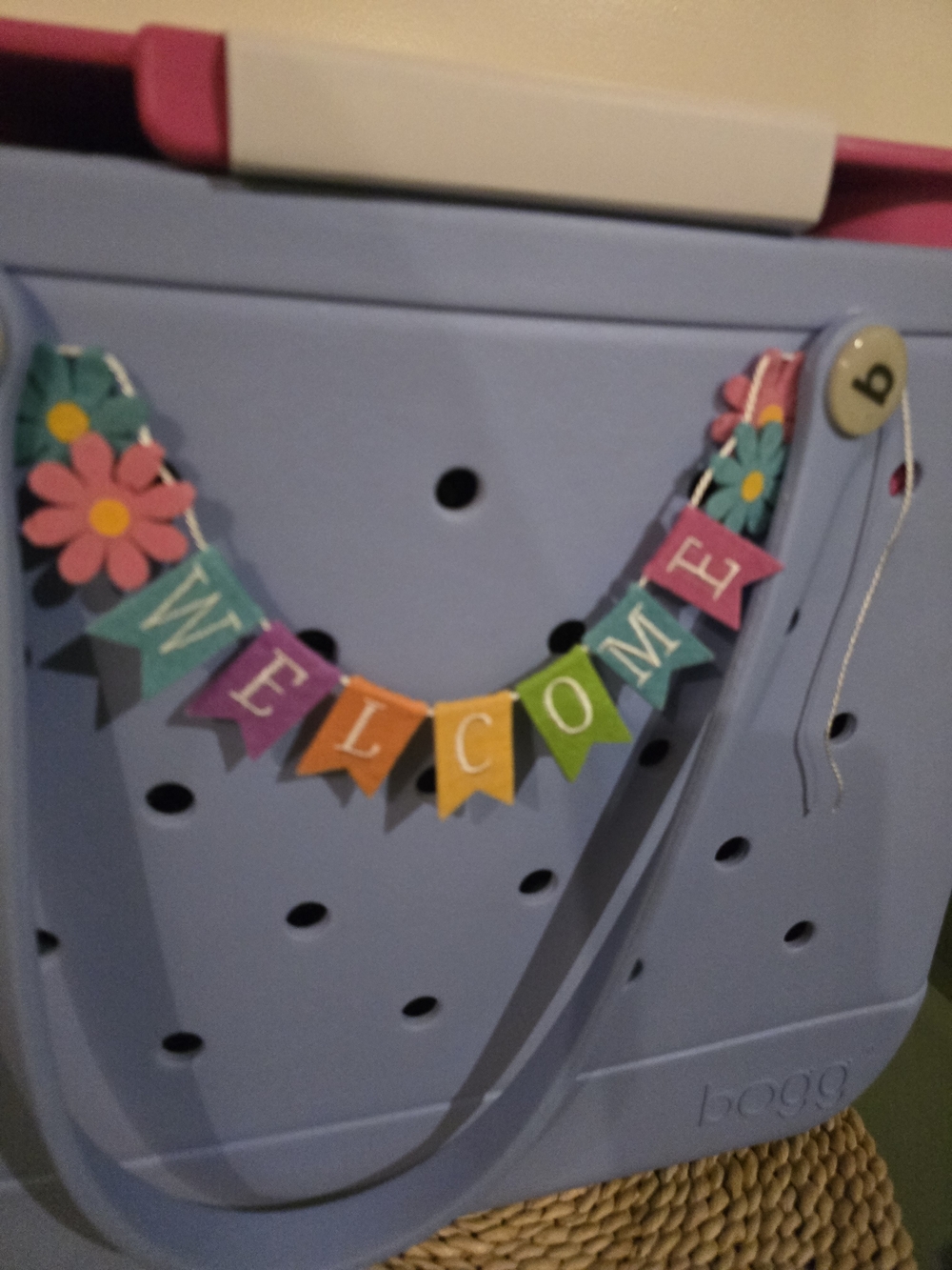 Bogg Bag  in Light Blue with Pink Topper - Picture 3 of 6